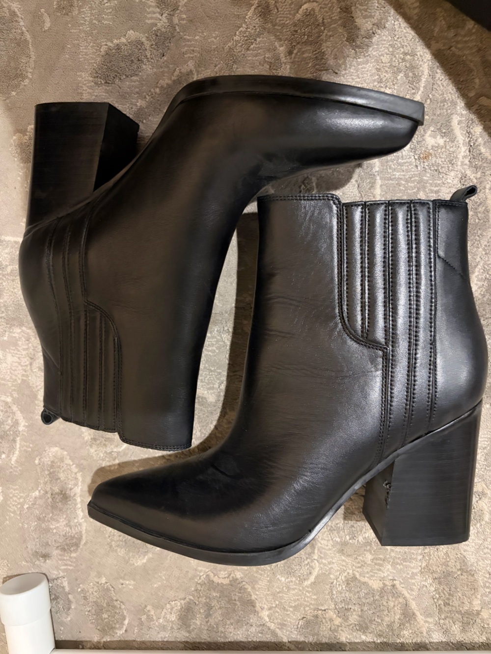 Marc Fisher Black Leather Block Heel Maree Chelsea Ankle Boots size 9.5